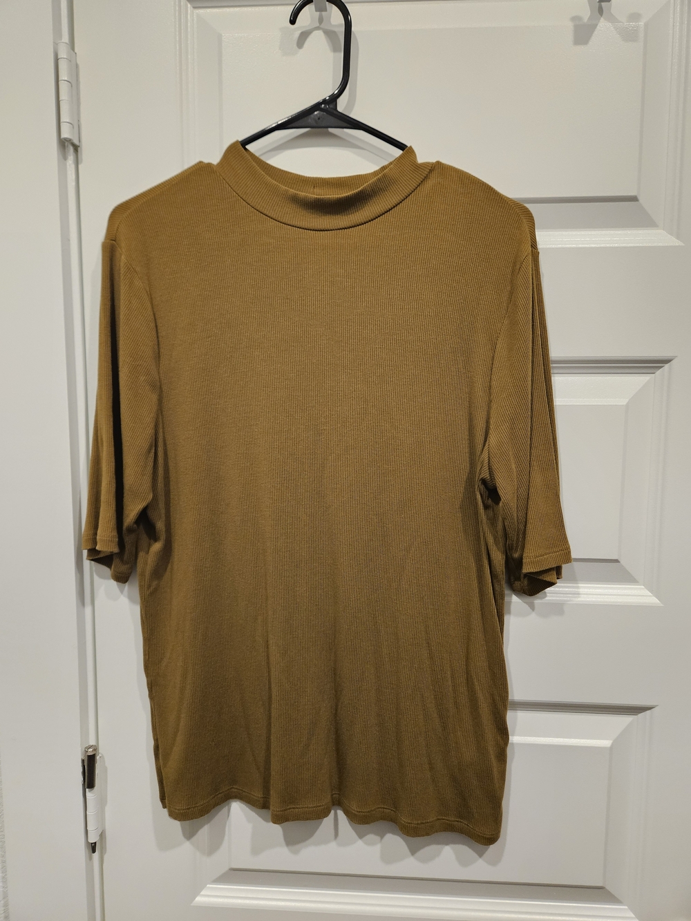 A New Day Ribbed Brown Short Sleeve Top